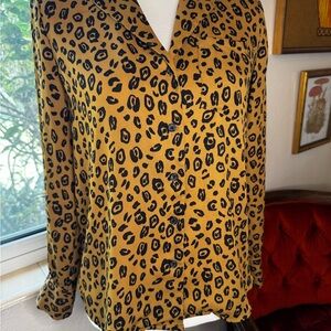 Leopard Print Button-Up Blouse